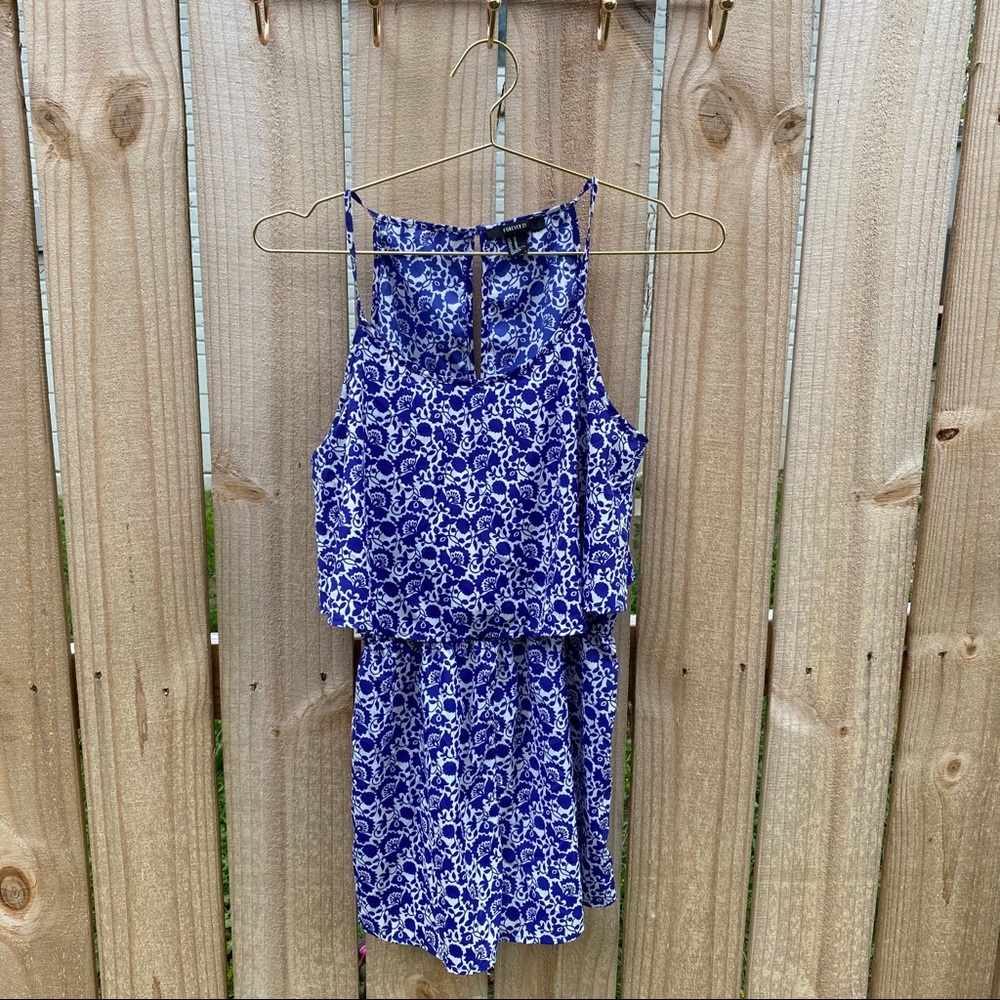 Forever 21 Blue Print Romper